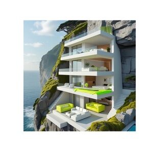 HANDCRAFTED digital art by me NWT architecture interior design color print